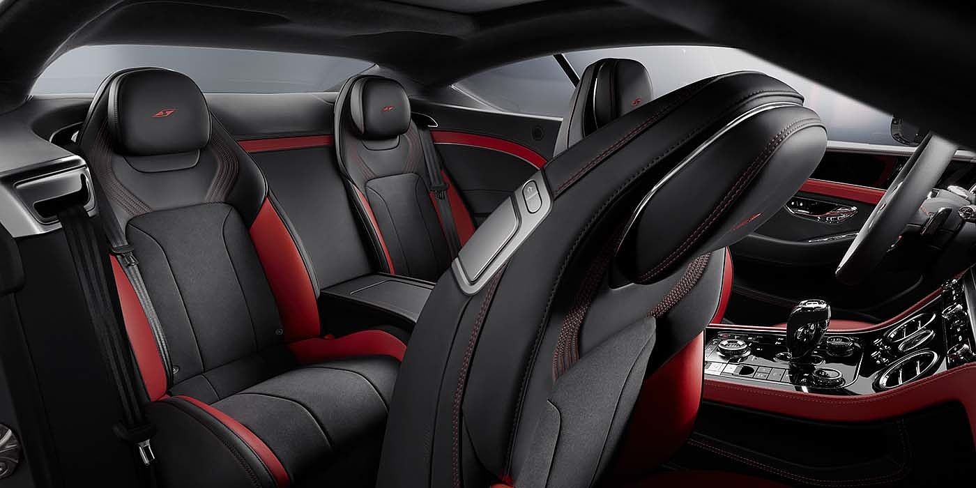 Bentley Monterrey Bentley Continental GT S coupe in Beluga black and Hotspur red hide with S emblem stitching