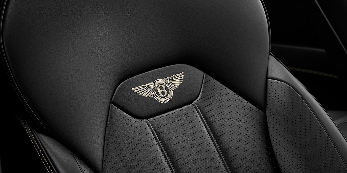 Bentley Monterrey Bentley Bentayga seat with detailed Linen coloured contrast stitching on Beluga black coloured hide.