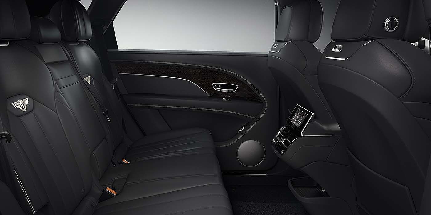Bentley Monterrey Bentley Bentayga EWB SUV rear interior in Beluga black leather