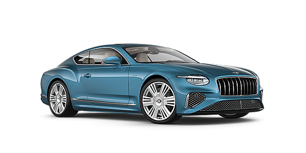 Bentley Monterrey New Bentley Continental GT Azure coupe front three quarter in Light Windsor Blue paint