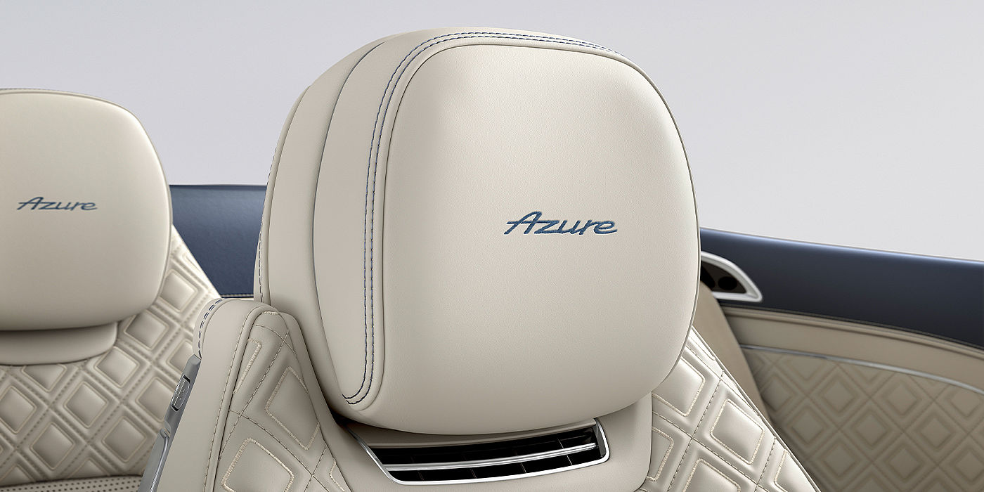 Bentley Monterrey Bentley Continental GTC Azure convertible seat detail in Linen hide with Azure emblem